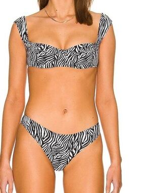 Tropic of C Zebra Print Underwire Bikini Top and High-Cut Bottom - Black & White